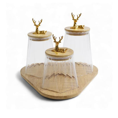 3 Piece Glass Canister Set Clear