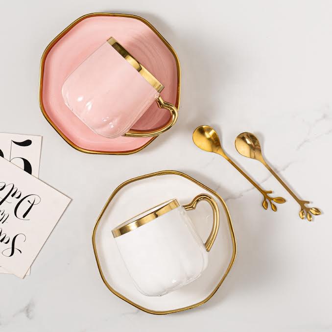 Ceramic Flower Tea Cup & Saucer Set White