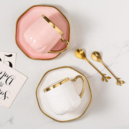 Ceramic Flower Tea Cup & Saucer Set White