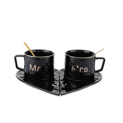 Mr & Mrs 250ml Cup & Saucer Set Black