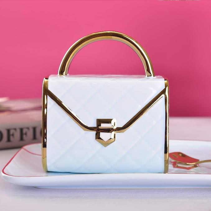 Handbag Shaped Cup & Saucer Set Blue