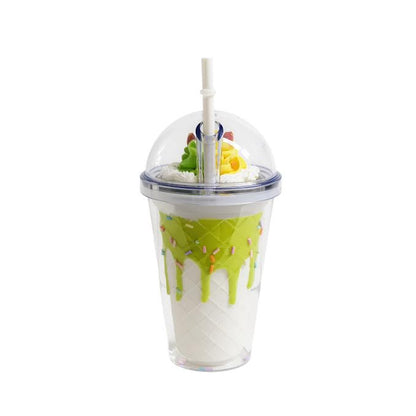 Milkshake Inspired 450ml Double Wall Cup Green & White