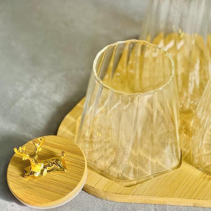 3 Piece Glass Canister Set Clear