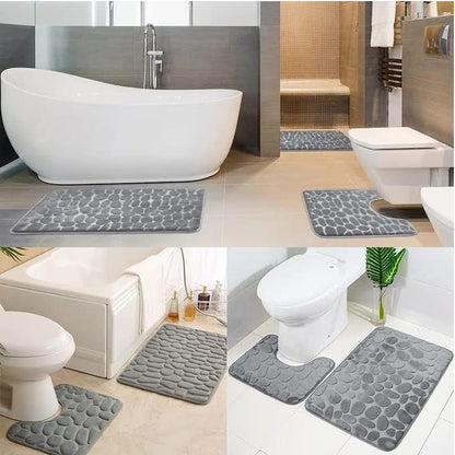 2 Piece Bathroom Rug Set Grey