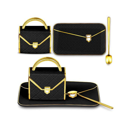 Handbag Shaped Cup & Saucer Set Black