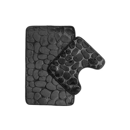 2 Piece Bathroom Rug Set Black