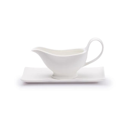 JAN Maison Blanche 250ml Gravy Boat with Saucer White
