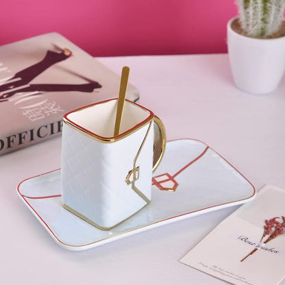 Handbag Shaped Cup & Saucer Set Blue