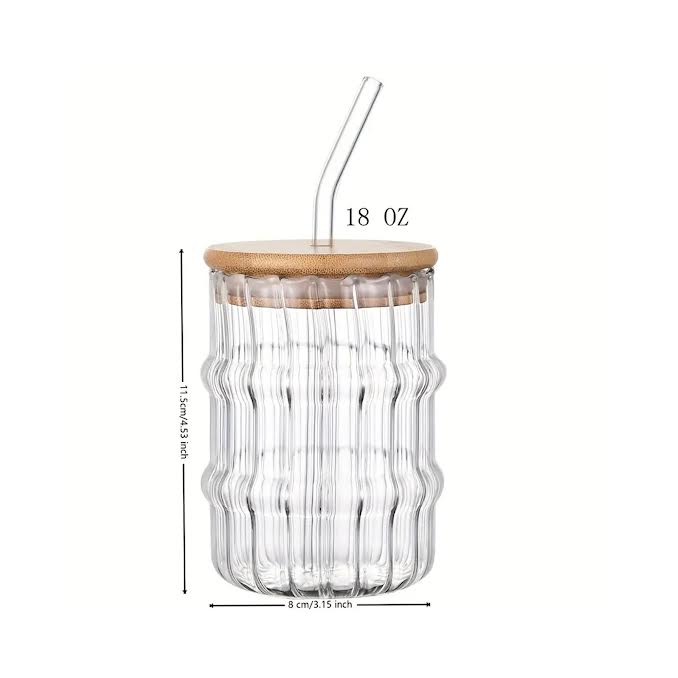 Glass Tumbler With Lid & Straw Clear