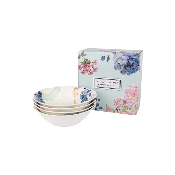 Jenna Clifford Belle Fleur 4 Piece Cereal Bowl Set Multicoloured
