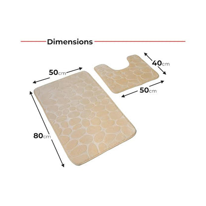 2 Piece Bathroom Rug Set Beige