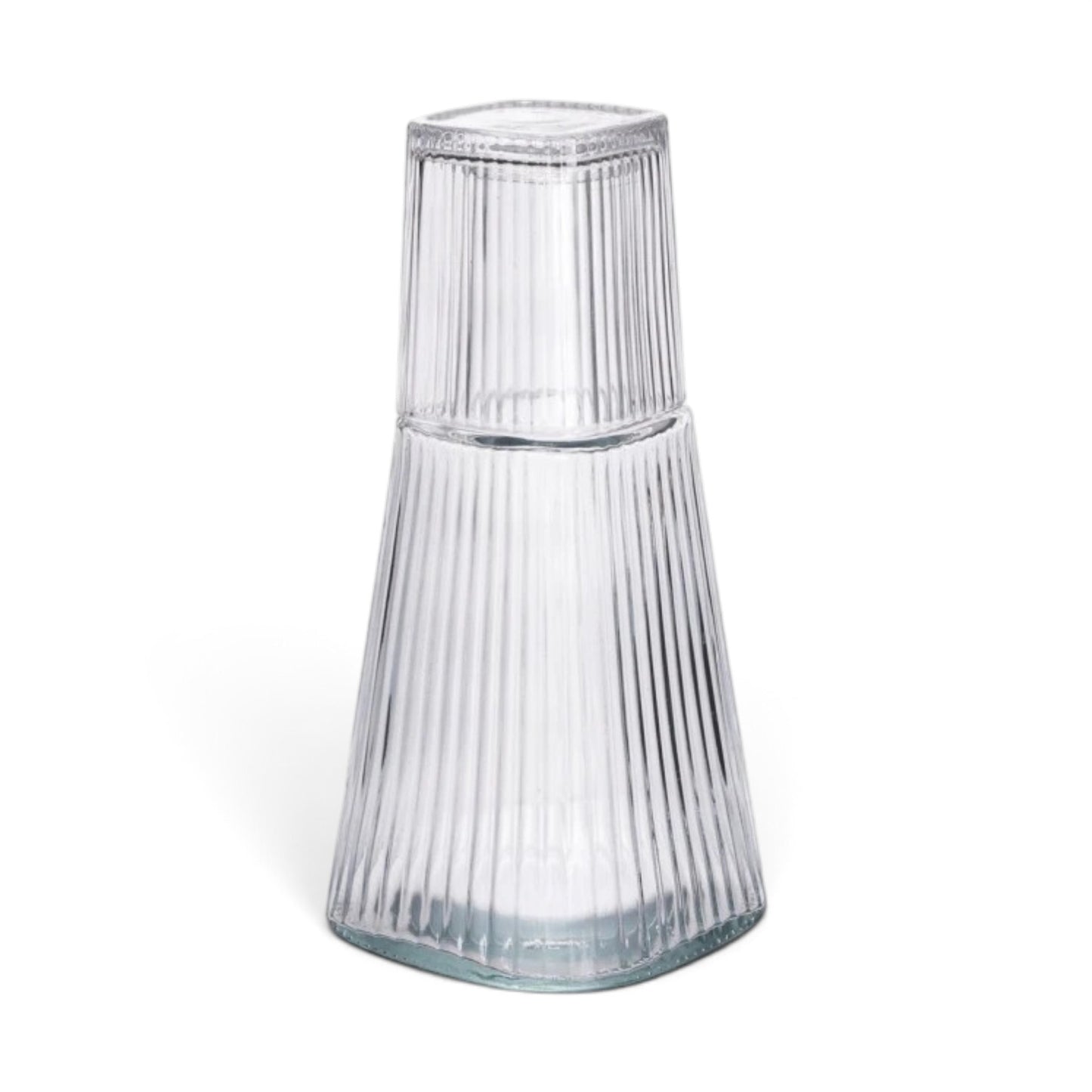 Ribbed Design Carafe & Tumbler Set Clear