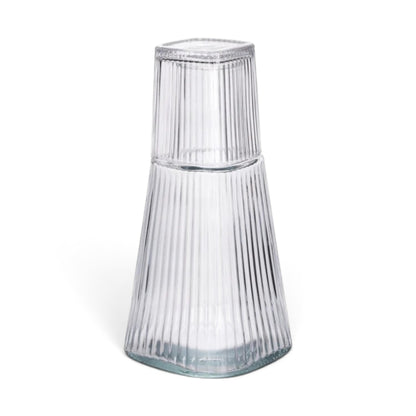 Ribbed Design Carafe & Tumbler Set Clear