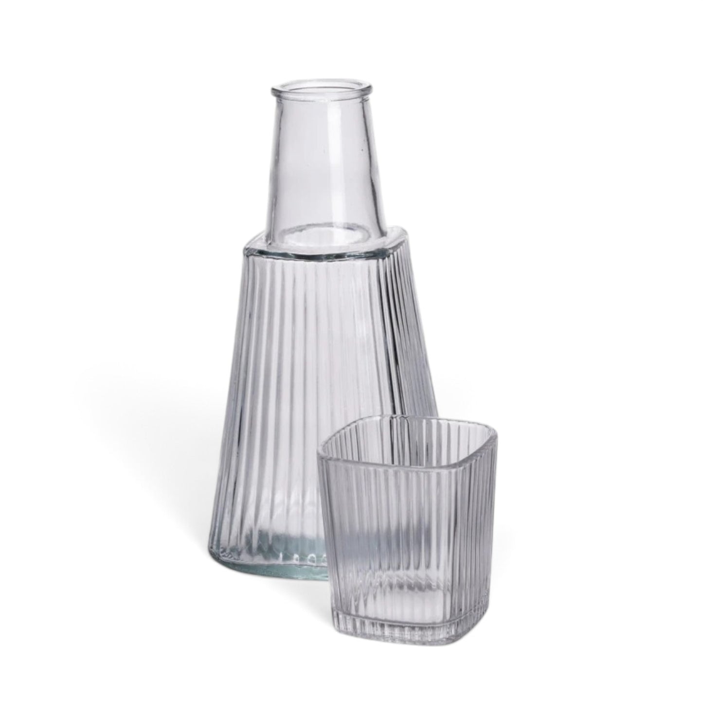 Ribbed Design Carafe & Tumbler Set Clear