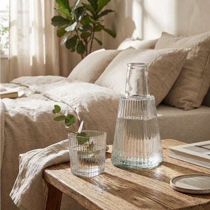 Ribbed Design Carafe & Tumbler Set Clear