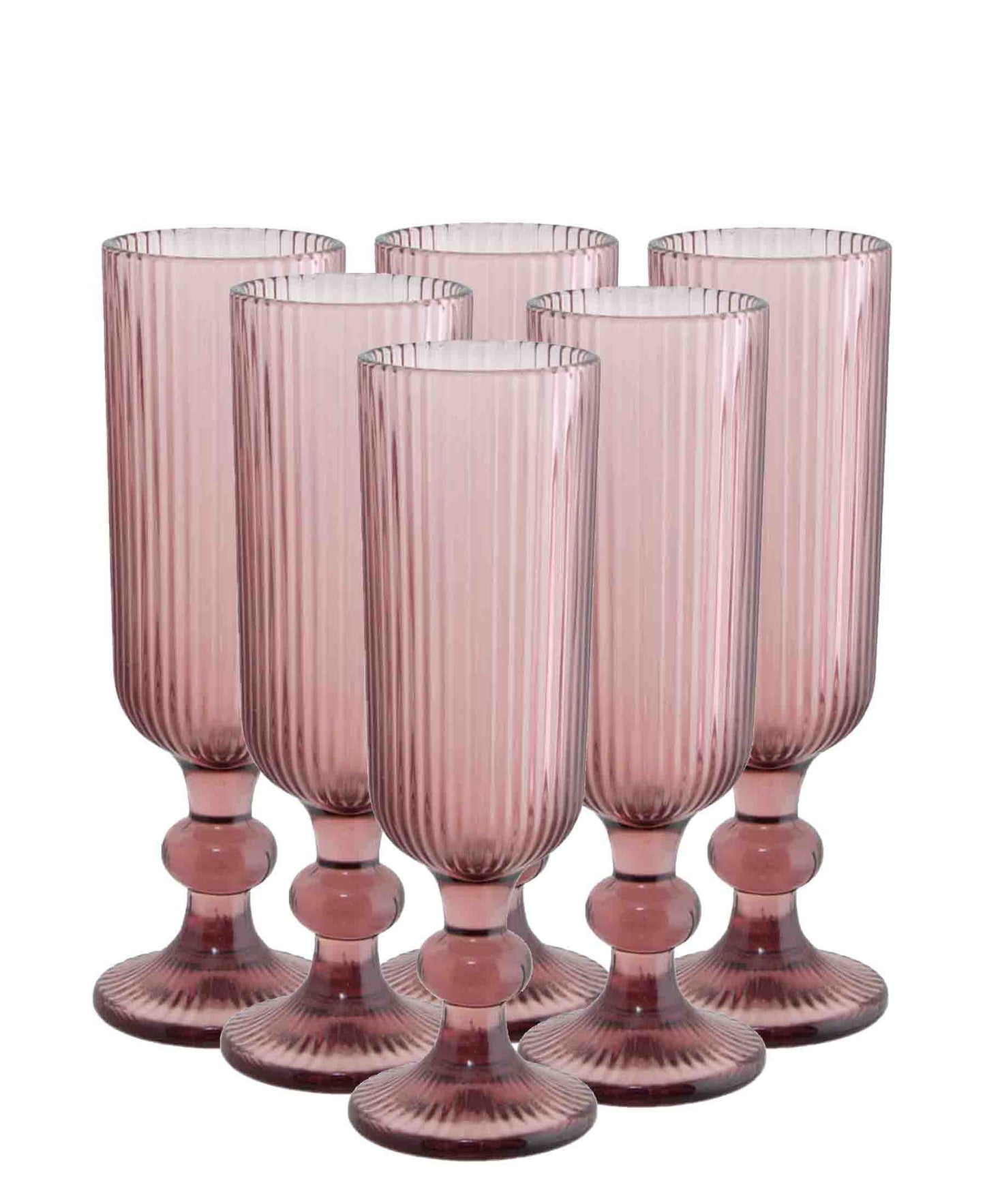 Kitchen Life 6 Piece Diva Flute Glass Set - Plum