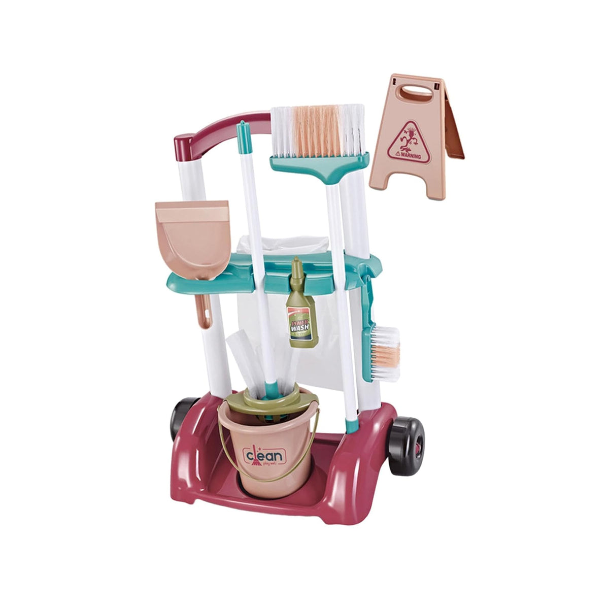 20 Piece Home Little Helper Cleaning Trolley Set Maroon