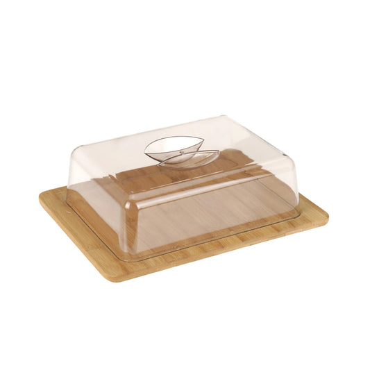 Excellent Houseware Bamboo Cheese Board with Acrylic Dome Clear & Brown