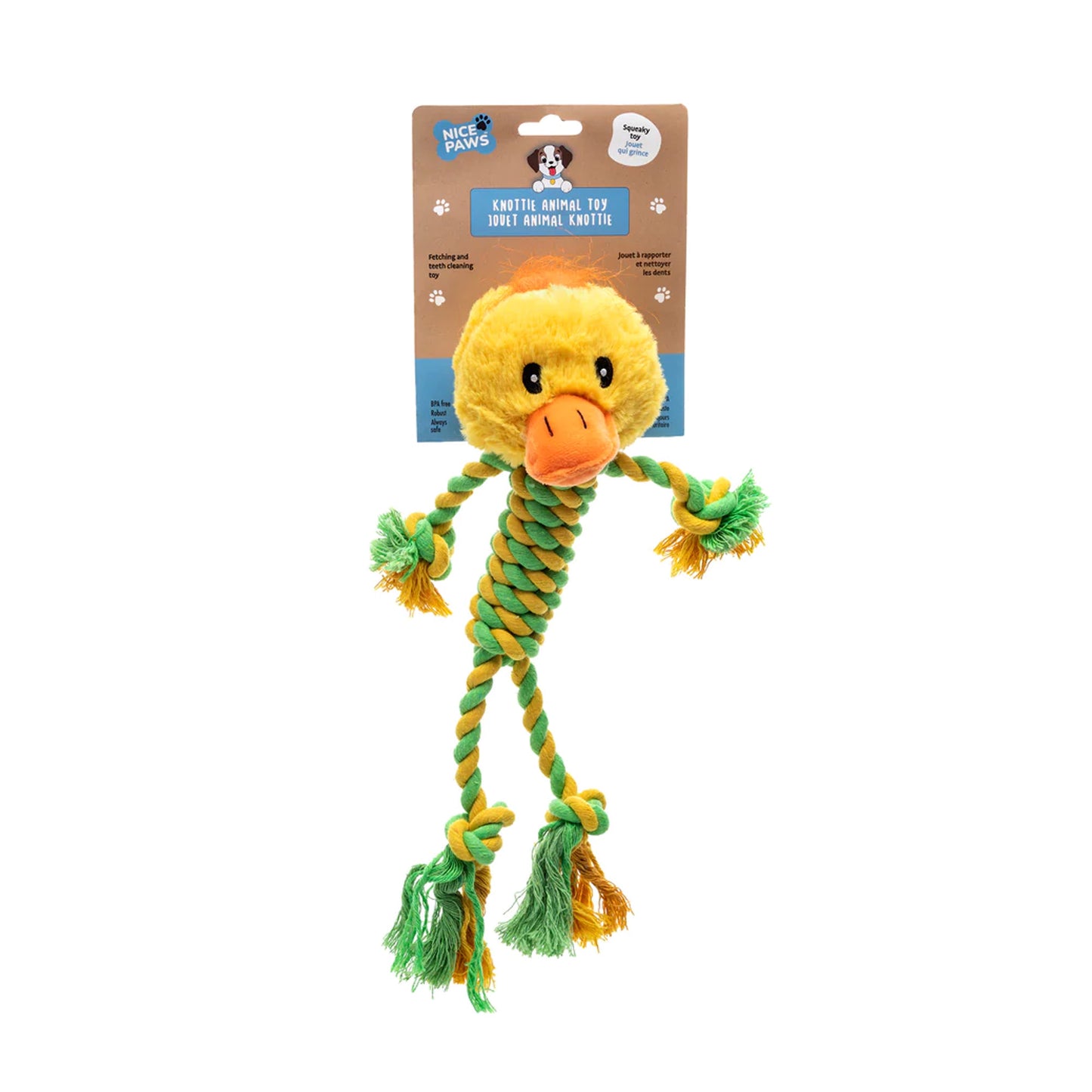 Nice Paws Pet Knottie Animal Toy Green & Yellow