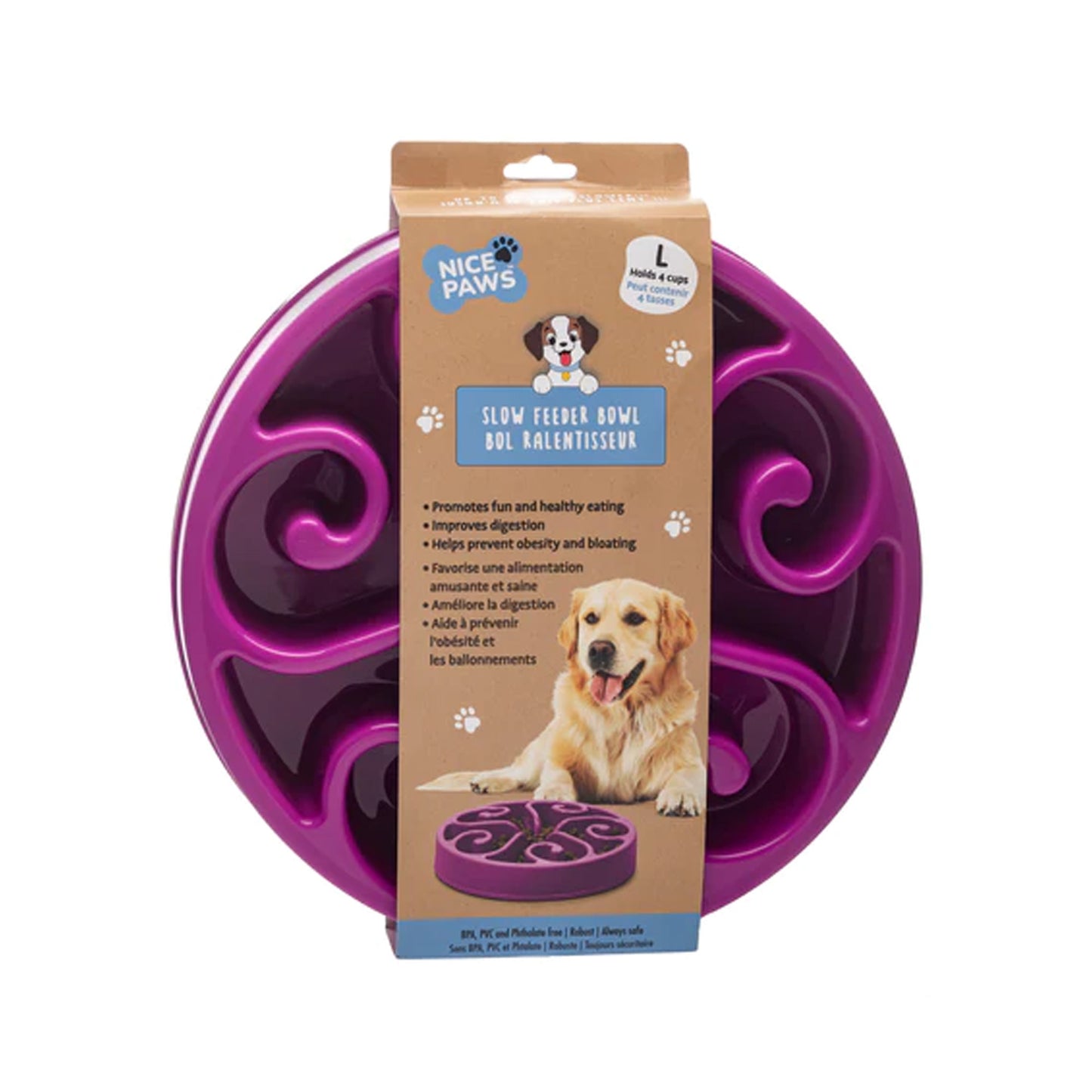 Nice Paws 20cm Pet Slow Feeder Bowl Purple