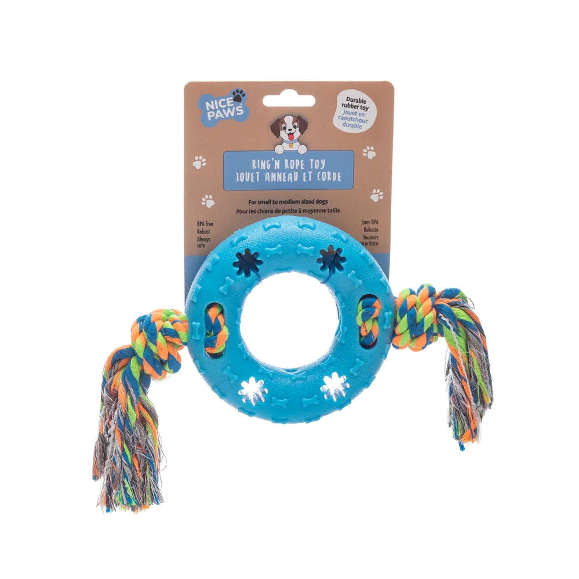 Nice Paws Pet Ring 'N Rope Toy Blue