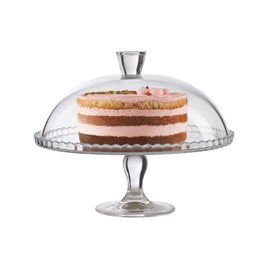 Pasabahce Patisserie Footed Cake Stand with Dome Clear