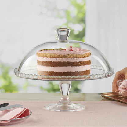 Pasabahce Patisserie Footed Cake Stand with Dome Clear