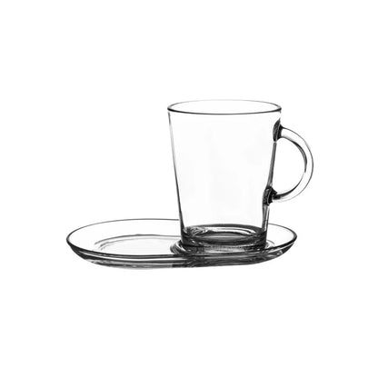 Pasabahce 2 Piece Tribeca 400ml Mug & Plate Set Clear