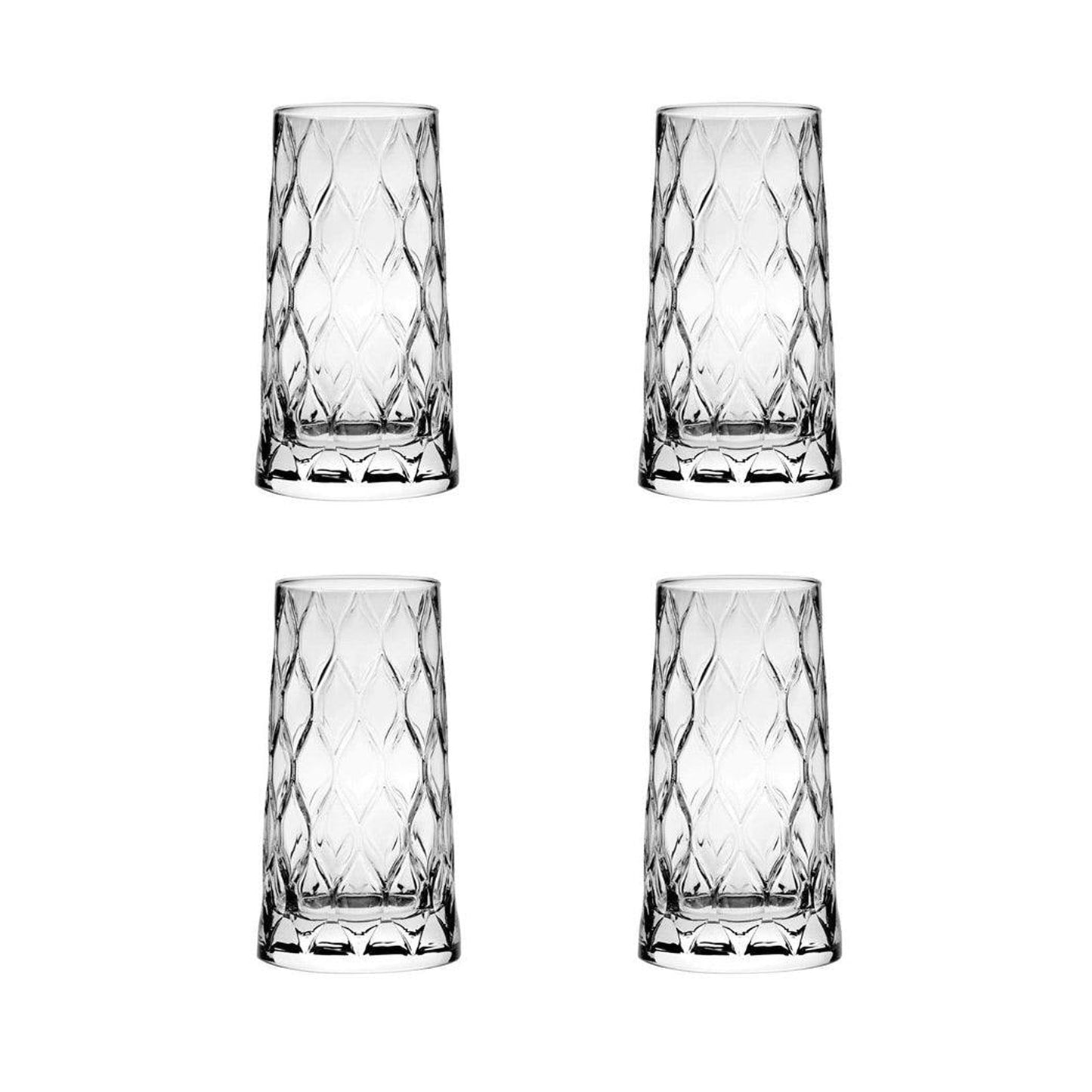 Pasabahce 4 Piece 450ml Leafy Hiball Glass Set Clear