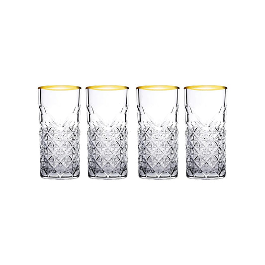 Pasabahce 4 Piece Timeless Juice Glass Set Clear with Gold Rim