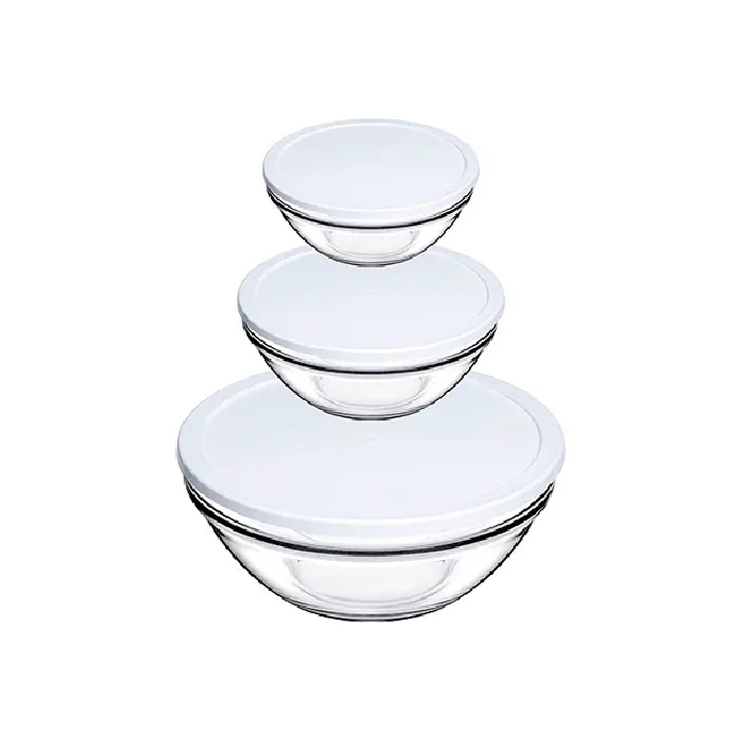 Pasabahce 3 Piece Mixing Bowl with Lid Set White