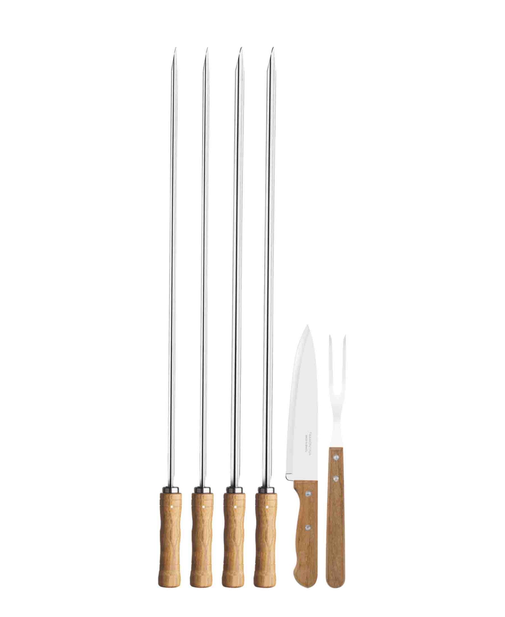 Set De 6 Brochetas Para Parrilla Tramontina - Acero Inoxidable, 20 Cm, Reutilizables Y Aptas Para Lavavajillas