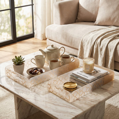 2 Piece Acrylic Tray Set Cream