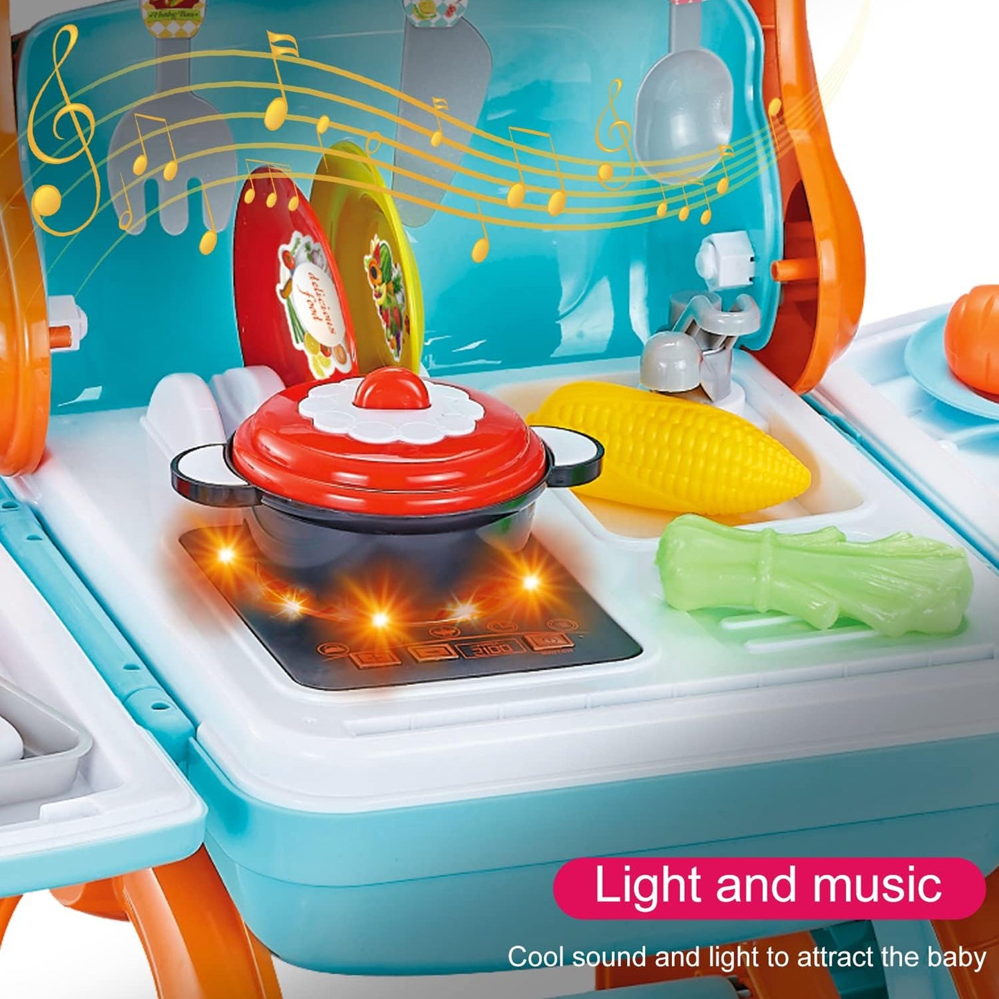 2-in-1 Shopping Trolley & Kitchen Play Set Blue