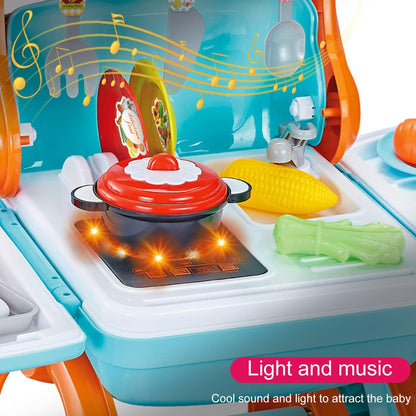 2-in-1 Shopping Trolley & Kitchen Play Set Blue