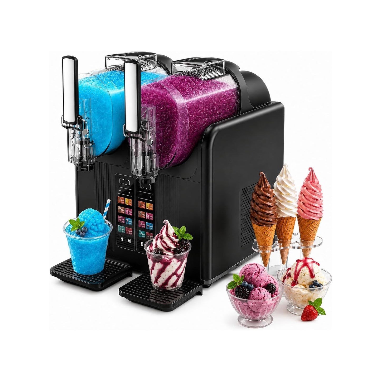 2 in 1 Soft Serve and Slush Machine Black