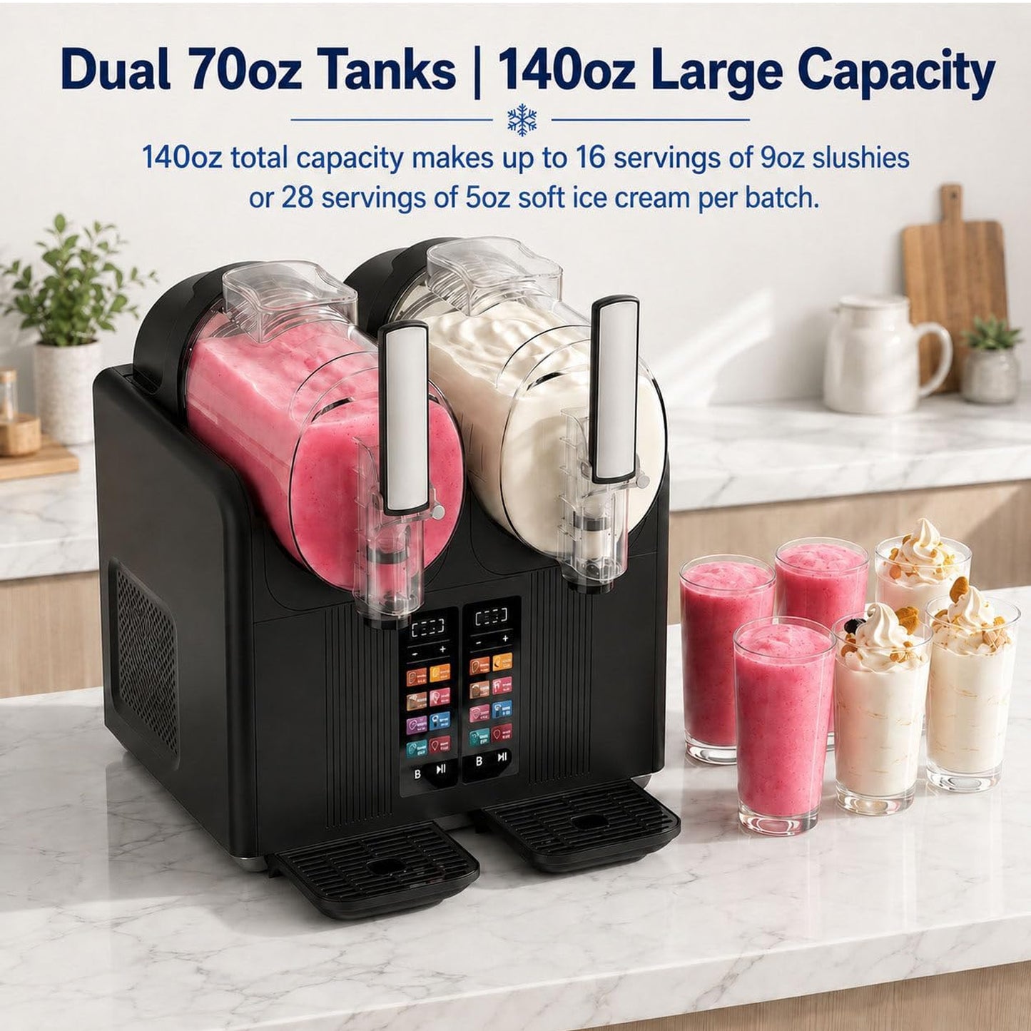 2 in 1 Soft Serve and Slush Machine Black