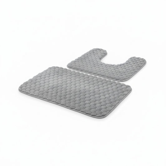 2 Piece Bathroom Mat Set Light Grey