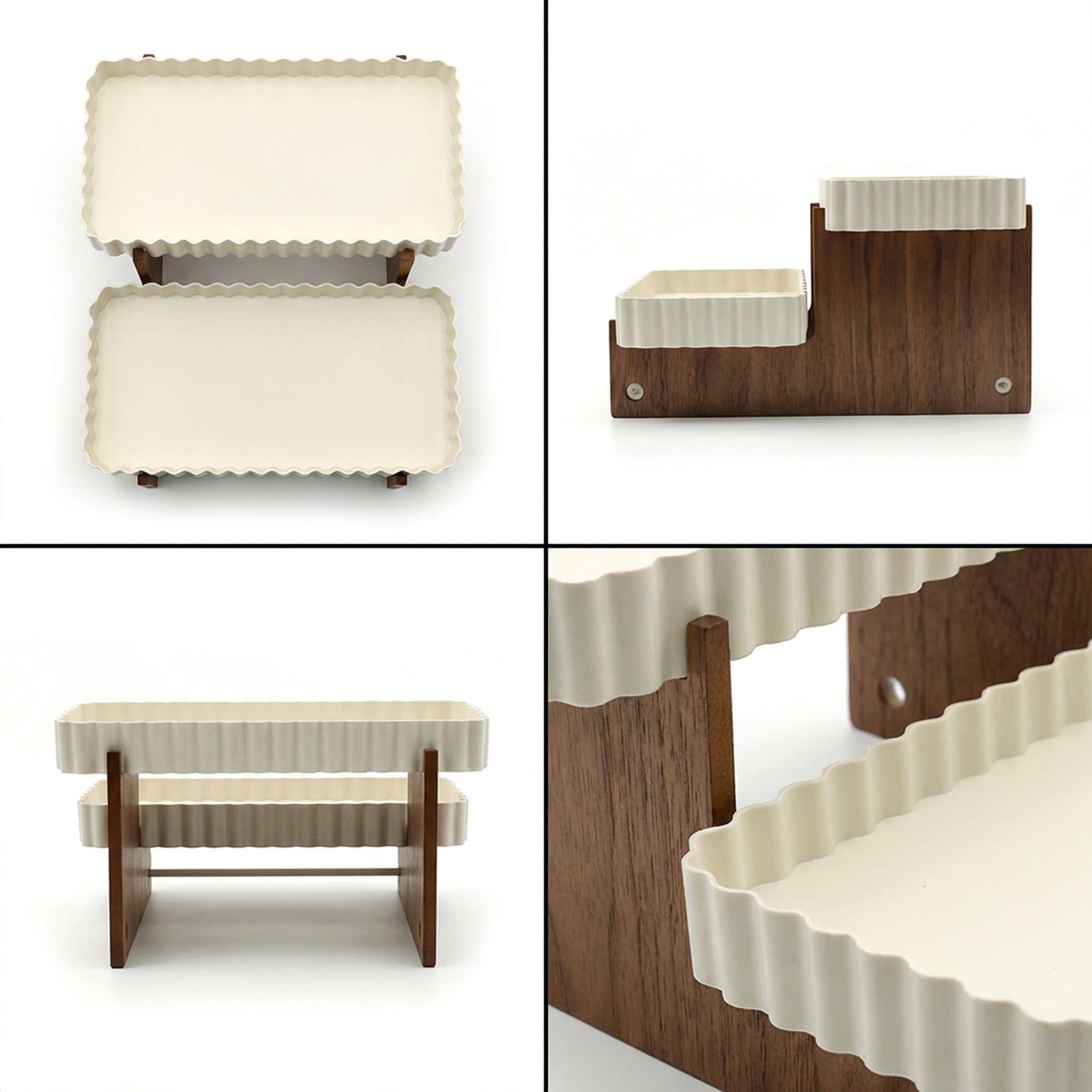 2 Tier Wooden Cake Stand Cream
