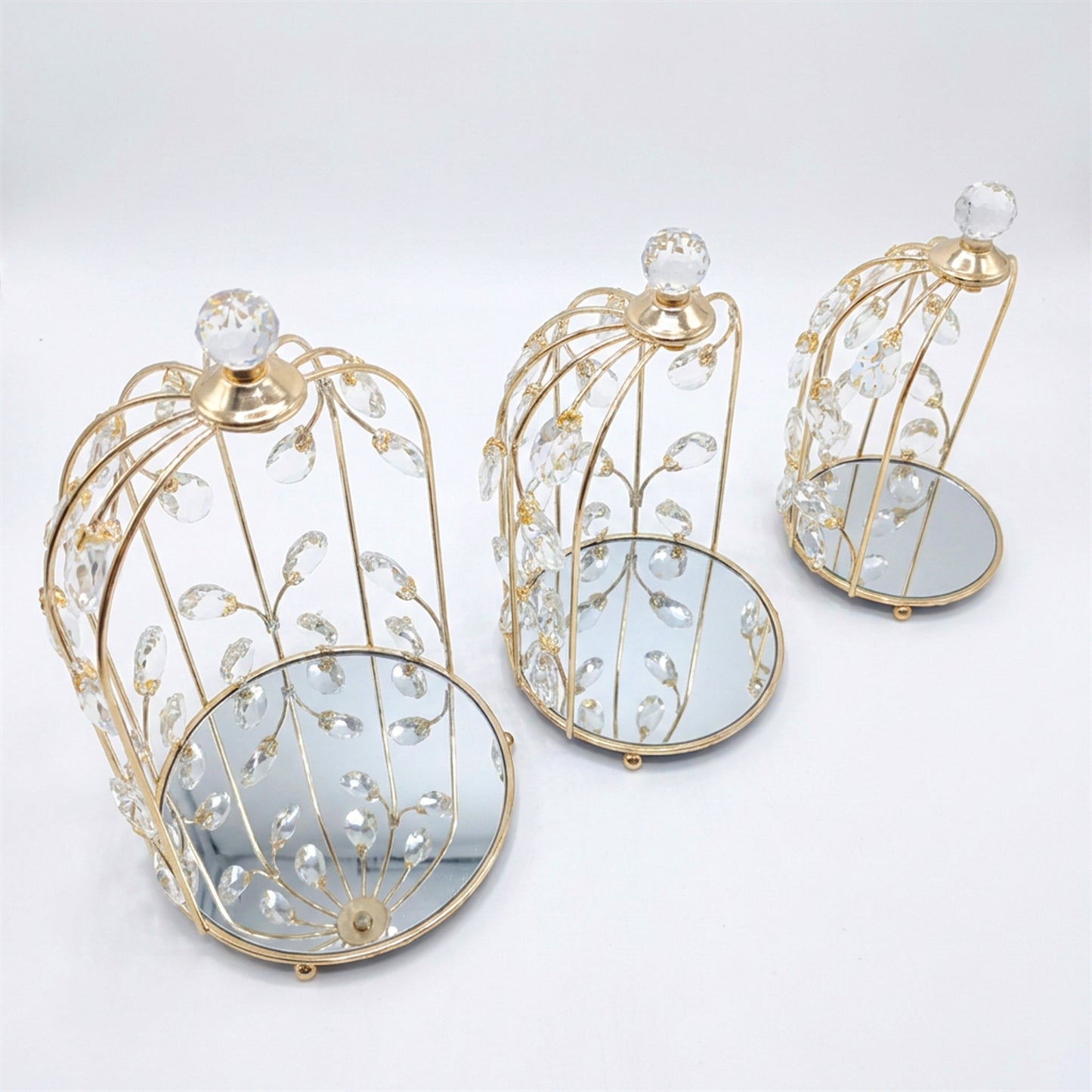 3 Piece Cage Design Dessert Server Set Gold