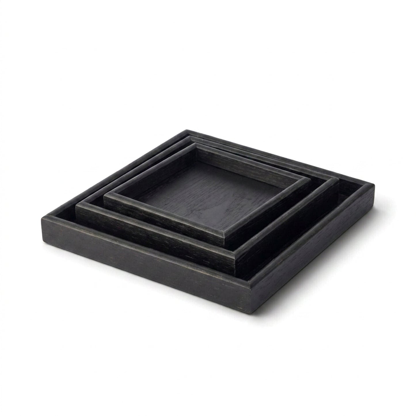 3 Piece Wooden Serving Tray Set Black