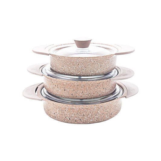 OMS 6 Piece Cast Granite Cookware Set Sandbeige