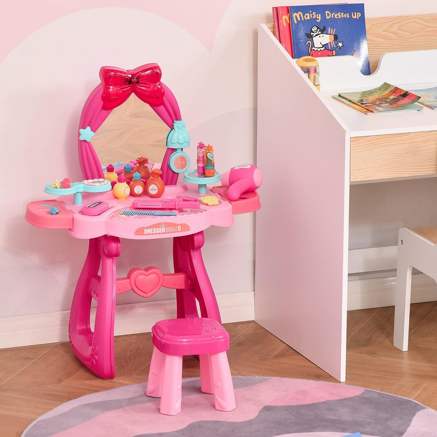 36 Piece Kids Musical Makeup Desk Pink