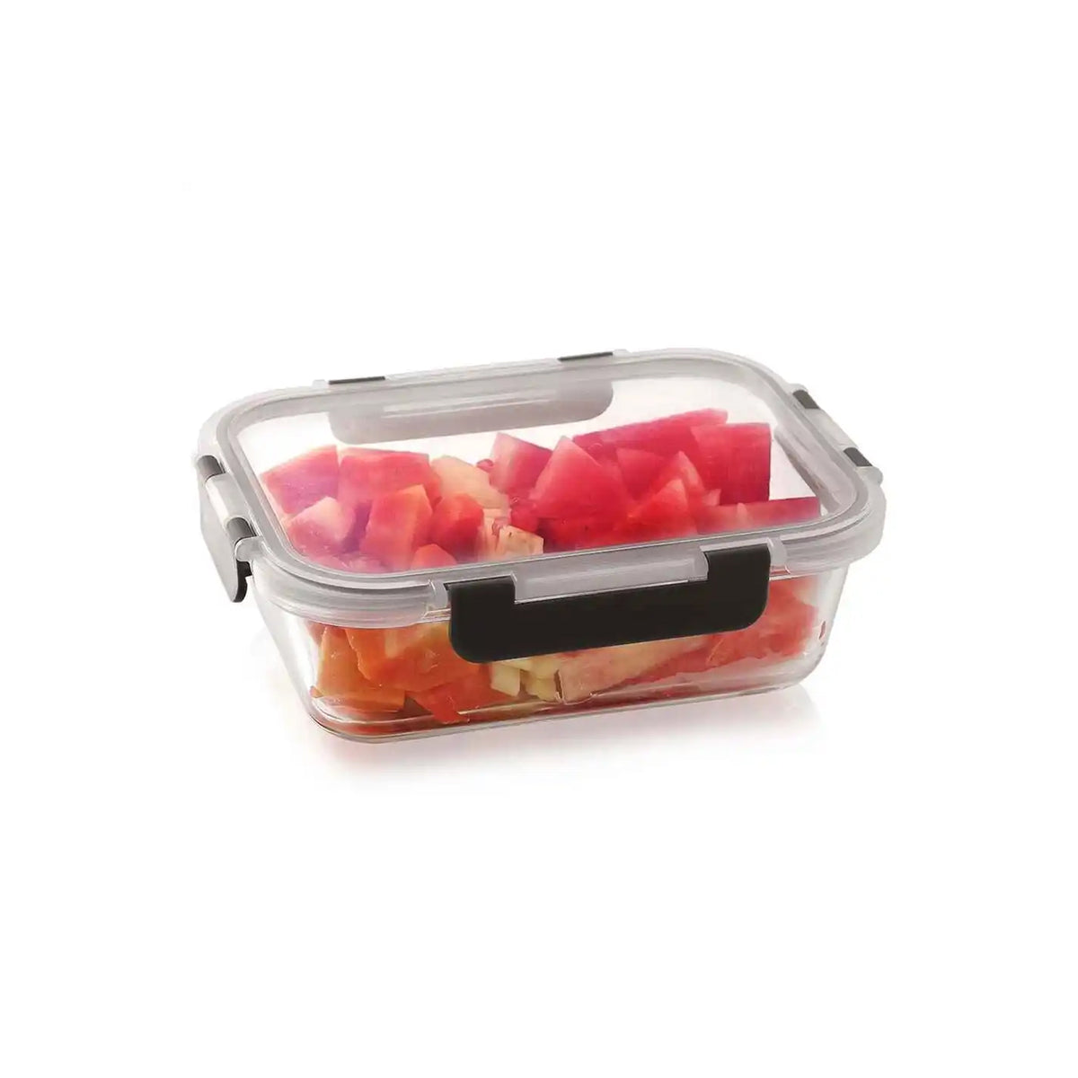 Aqua 370ml Rectangular Glass Container with Grey Lid