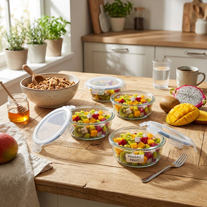 CH 390ml 4 Piece Round Glass Container Set Clear
