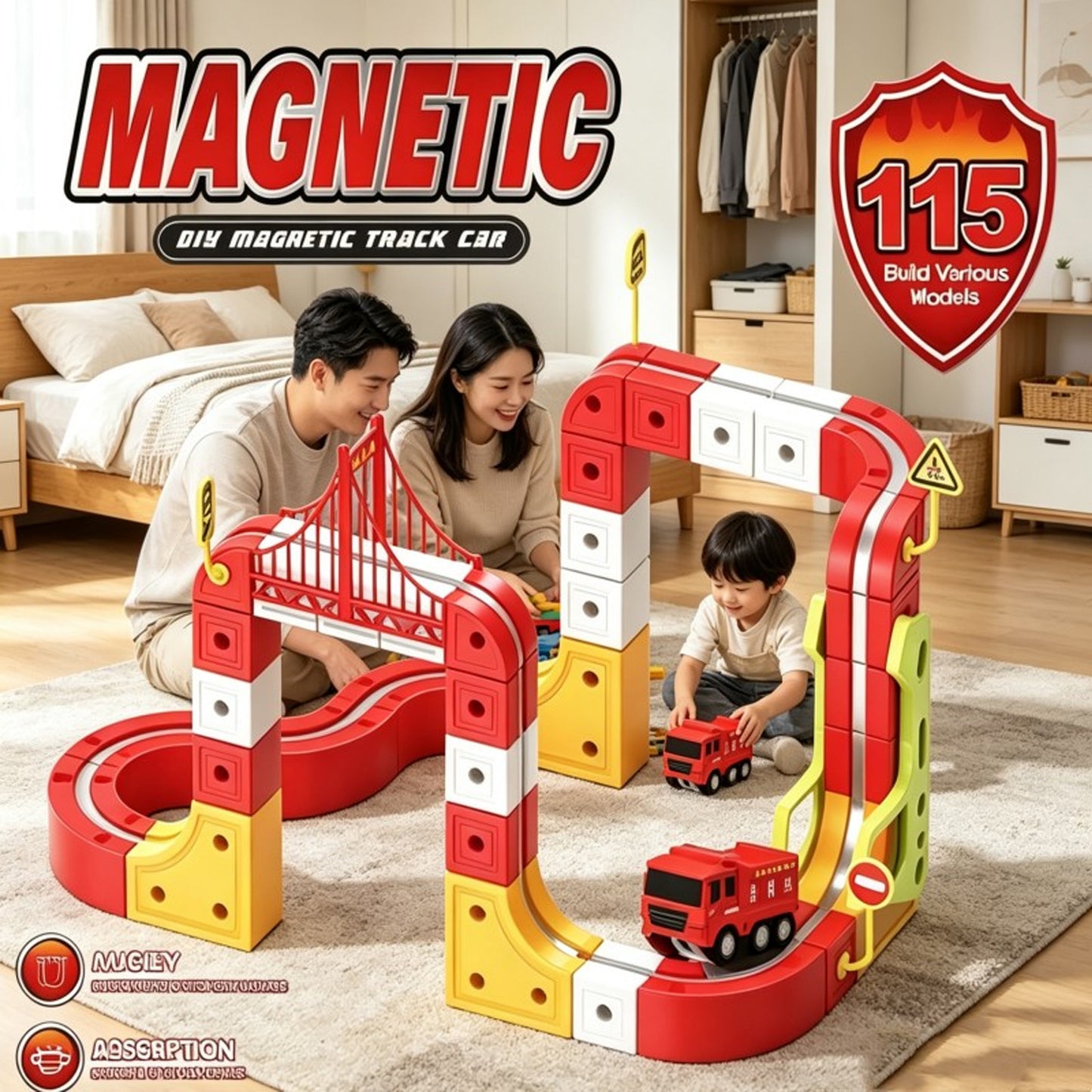 DIY Magnetic Fire Truck Multicoloured