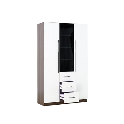 3 Door Wardrobe White Wood Grain