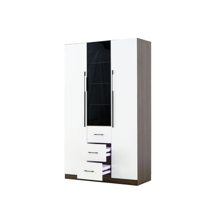 3 Door Wardrobe White Wood Grain