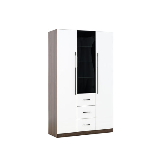 3 Door Wardrobe White Wood Grain