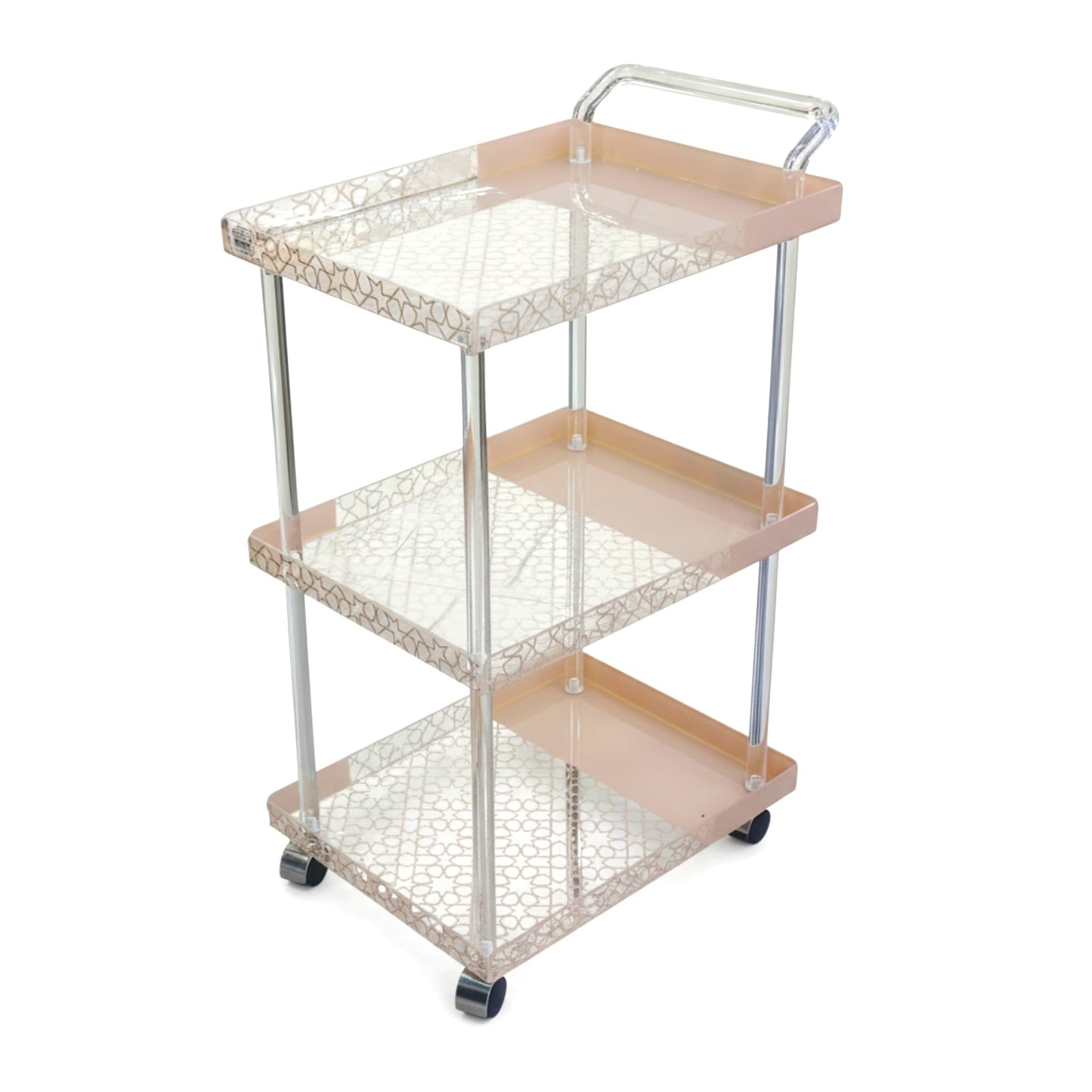 3 Tier Acrylic Trolley Cream